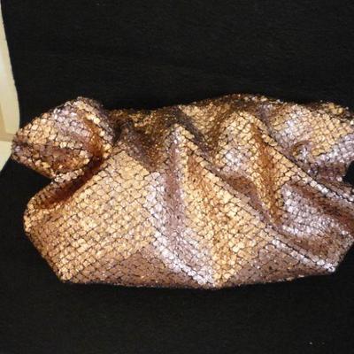 Anthropologie Rose Gold Black Faux Snakeskin Bag