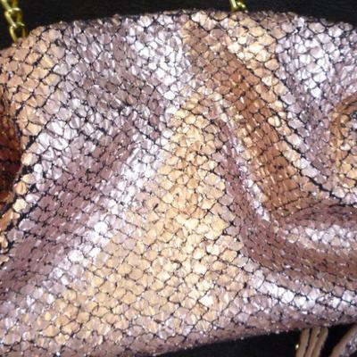 Anthropologie Rose Gold Black Faux Snakeskin Bag
