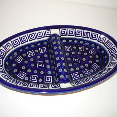 Boleslawiec Handmade in Poland - Divided Serving Dish