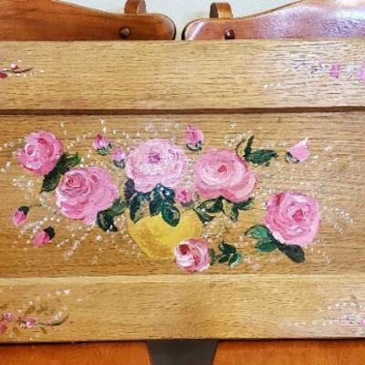Country Folk Craft Rose Painted Wood Board