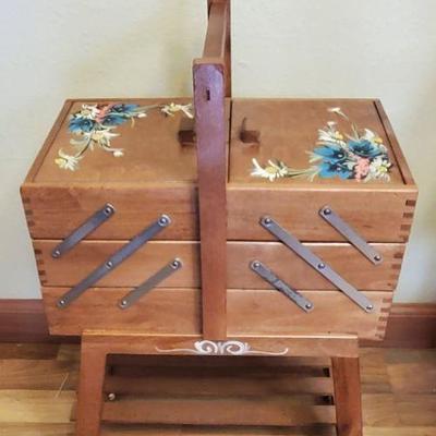 Vintage Wood Sewing Basket