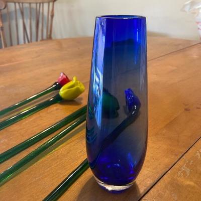 Blown Glass Flowers in Vase