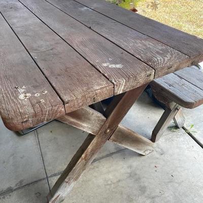 Wood Picnic Table with Benches 