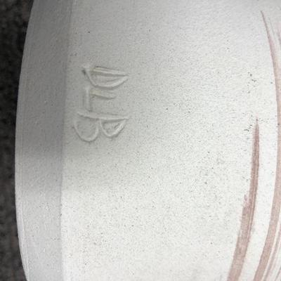 Thrown pottery vase signed