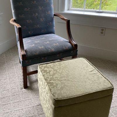 Lot #84 Upholstered Arm Chair with Ottoman 