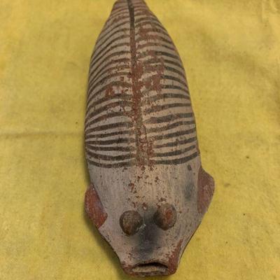 Pre Columbian clay carp effigy