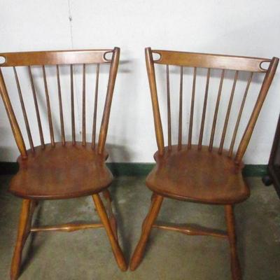 Lot 82 - Pair Of Wooden Spindle Back Chairs