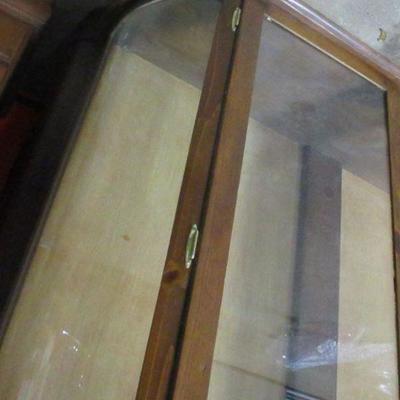 Lot 95 - Vintage Solid Oak Display Cabinet With Glass Shelves