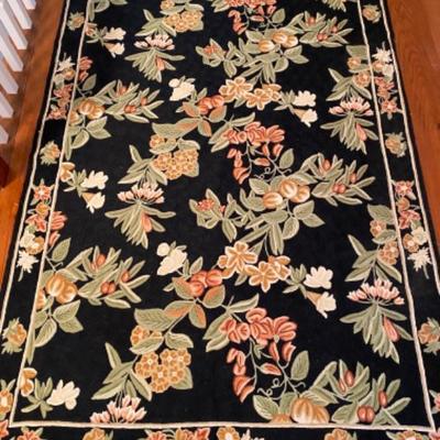 Lot #110 Floral Chainstitched Rug 
