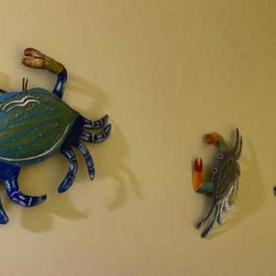 Lot #111 Lot of 5 Metal Painted Crabs