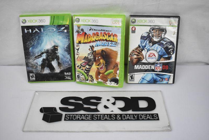 3 Video Games for XBOX 360: Halo 4, Madagascar Kartz, & Madden 08 |  EstateSales.org