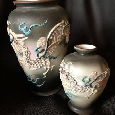 Pair Ceramic Asian Style Vases