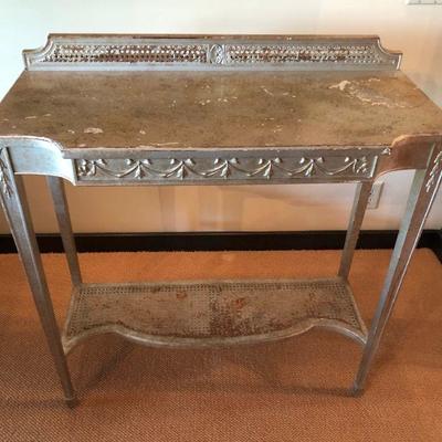 Painted Wood & Caned Entry Table