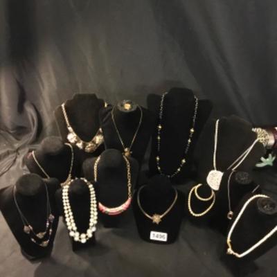 12 Assorted costume jewelry necklaces lot 1496 does not include displays