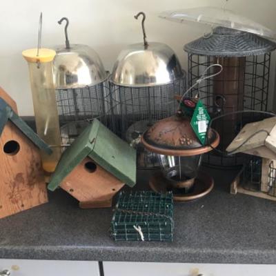 Lot #158 Lot of bird feeders and house 