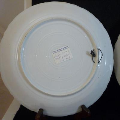 2 - Decorative Antique Plates - Unsigned - Painted Lady Green Gold Rim