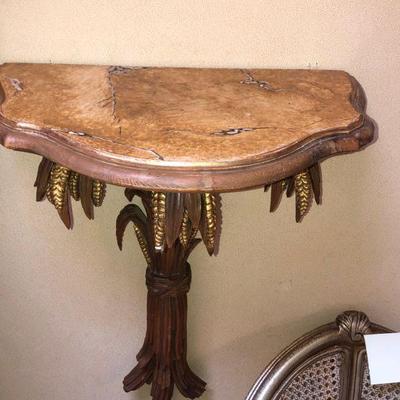 Pair of Hand Carved Wheat Italian Wall Bracket/Shelf