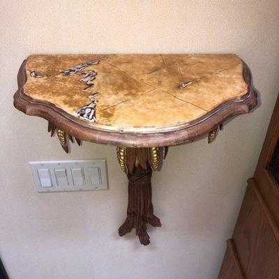 Pair of Hand Carved Wheat Italian Wall Bracket/Shelf