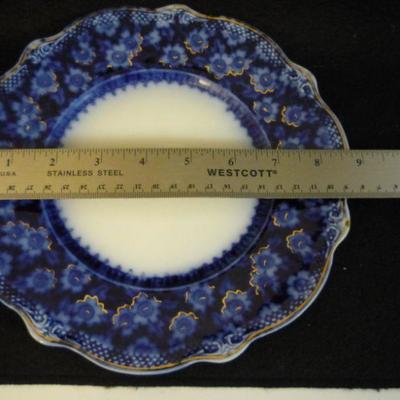 Antique Plate - Blue with Gold Trim - Marked Oct 19th 97