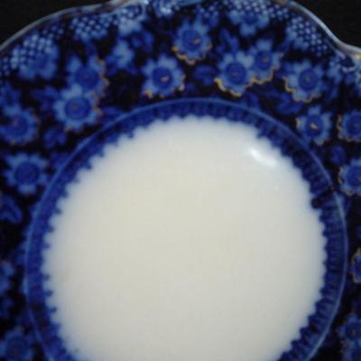 Antique Plate - Blue with Gold Trim - Marked Oct 19th 97