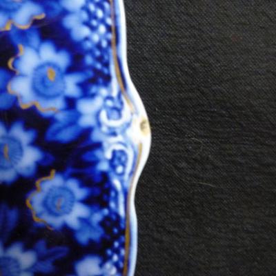 Antique Plate - Blue with Gold Trim - Marked Oct 19th 97