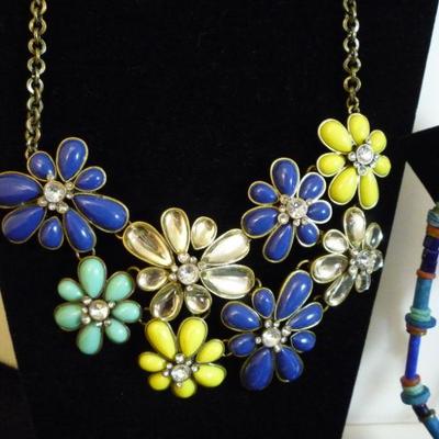 Lot of 3 Necklaces - J Crew Collar Necklace and Vintage Stone with Lucky Coin Plus Bead and Rhinestone