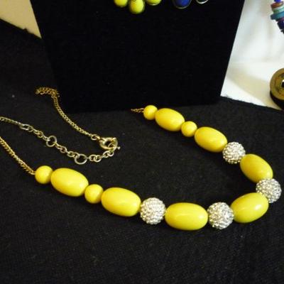 Lot of 3 Necklaces - J Crew Collar Necklace and Vintage Stone with Lucky Coin Plus Bead and Rhinestone