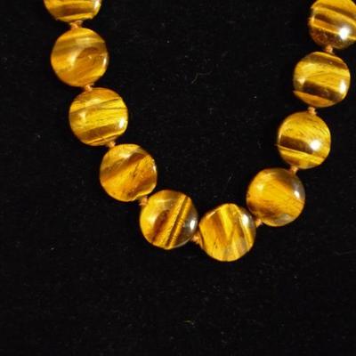 Genuine TIGER EYE Necklace - 14K Clasp