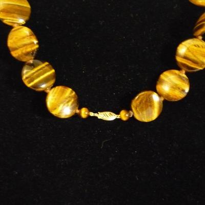 Genuine TIGER EYE Necklace - 14K Clasp
