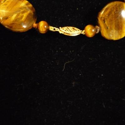 Genuine TIGER EYE Necklace - 14K Clasp