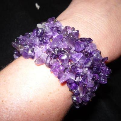 Genuine Amethyst Stretch Bracelet