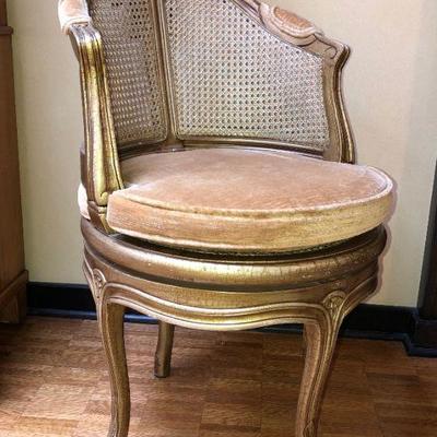 French Gilt Dressing Chair (seat swivels)