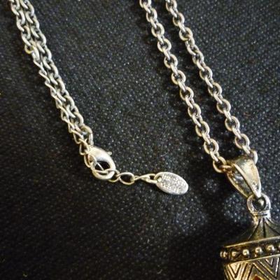 Genuine Signed Marilyn Shiff Necklace - Long with "Amber" like horn