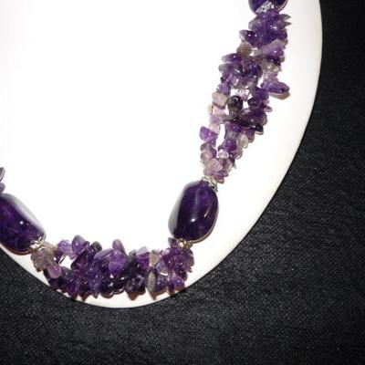 Genuine Amethyst multi strand necklace 