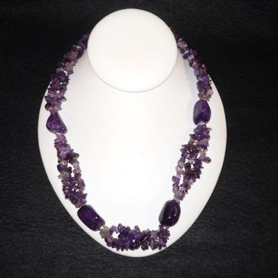 Genuine Amethyst multi strand necklace 