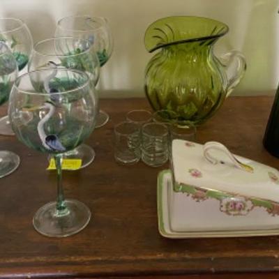 Lot #190 Handpainted Glassware Lot 