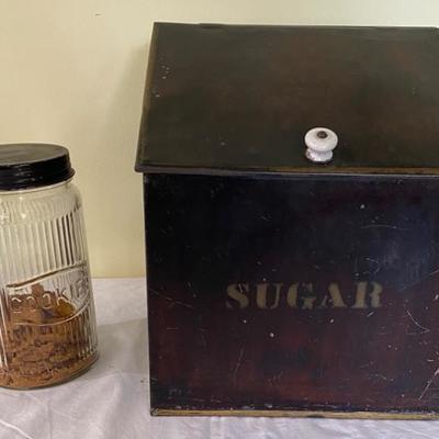 Lot # 195 Antique Sugar Bin and Cookie Jar 