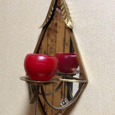 PAIR Mirrored Brass Sconces