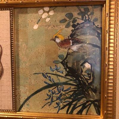Asian Watercolors with Embroidered panel