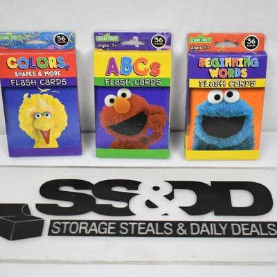 Sesame Street Flash Cards. 3 Boxes: Colors, ABCs, & Beginning Words - New