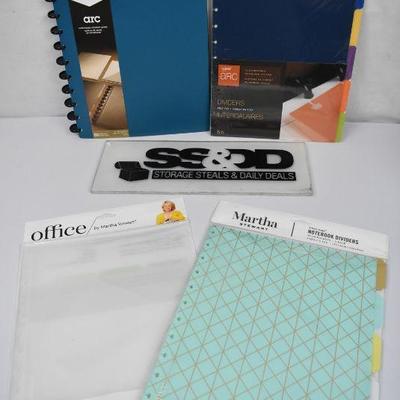 Arc & Martha Steweart Notebooks and Dividers Set - New