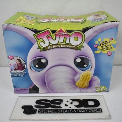 Juno My Baby Elephant, Interactive Trunk & Sounds, Open Box, $60 Retail - New