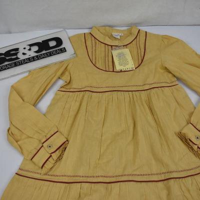 Girl's Dress Size 9 by Yo Baby. Mustard w/ Maroon Accents & Stitching - New