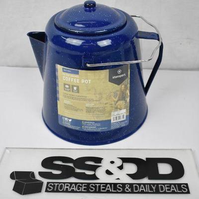 Stansport Coffee Pot, Blue Enamel - 20 Cup, $32 Retail - New