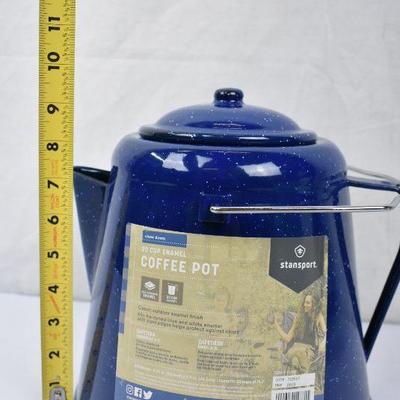 Stansport Coffee Pot, Blue Enamel - 20 Cup, $32 Retail - New