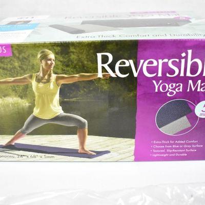 Reversible Yoga Mat (Navy/Gray) and 10