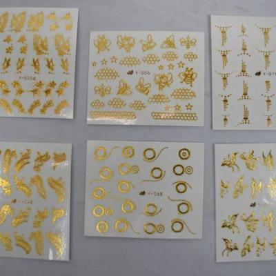 30 Sheets Nail Decals (27 gold tone 3 silver tone) 20 decals on each sheet - New