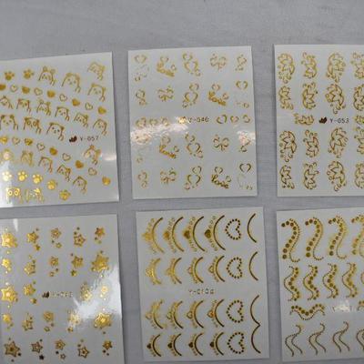 30 Sheets Nail Decals (27 gold tone 3 silver tone) 20 decals on each sheet - New