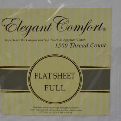 Full Size Flat Sheet, White, 1500 Thread Count by Elegant Comfort - New