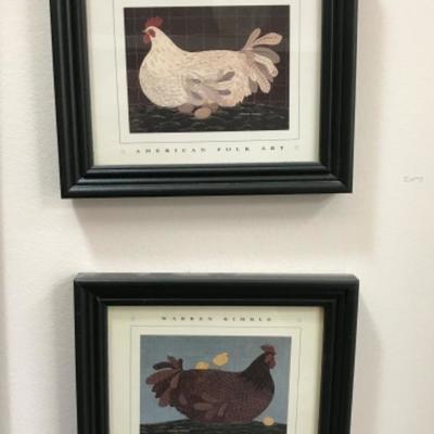 Lot # 215 Rooster Chicken Folk Art Chalkboard 